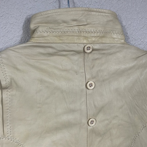 NWT One Teaspoon Vogue Washed Leather Jacket Ivory Beige Steampunk Sz 4 - Picture 15 of 15